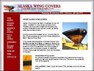 Web site www.alaskawingcovers.com, Alaska Wing Covers
